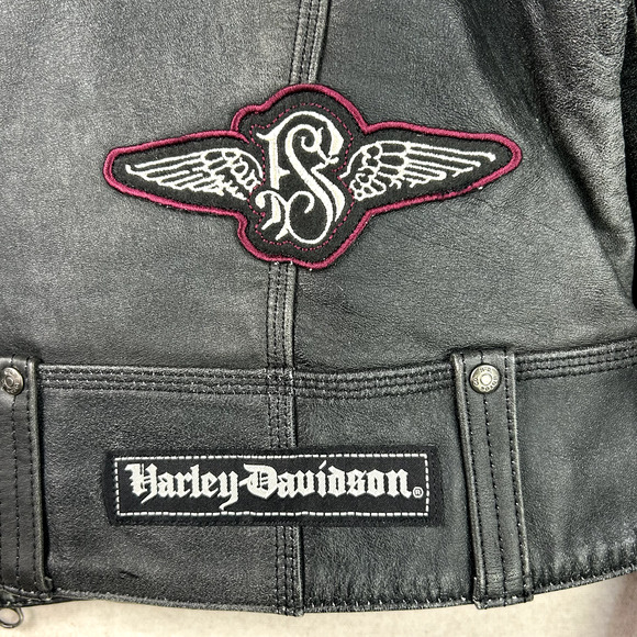 Harley Davidson Womens Leather Bomber Jacket Size Large Limited Edition No Cages - Picture 14 of 16